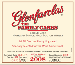 Glenfarclas 2008 family casks – Israel Exclusive cask # 2432